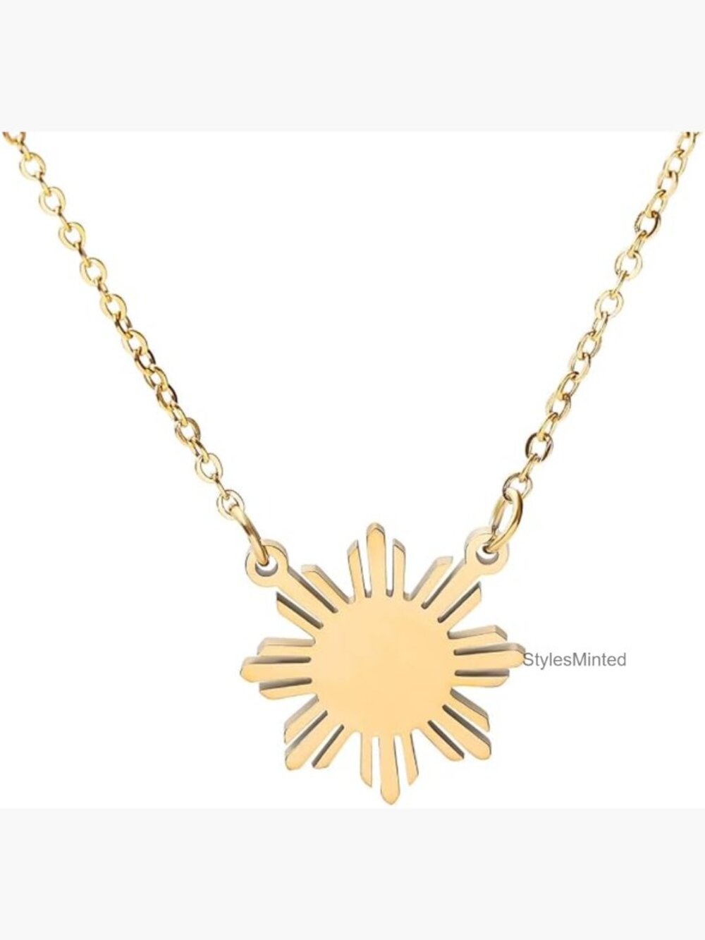 Minimalist Filipino Sun Pendant Necklace, Adjustable Chain